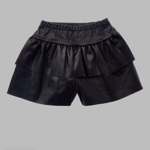 Mayoral Black Tiered Leather Skorts